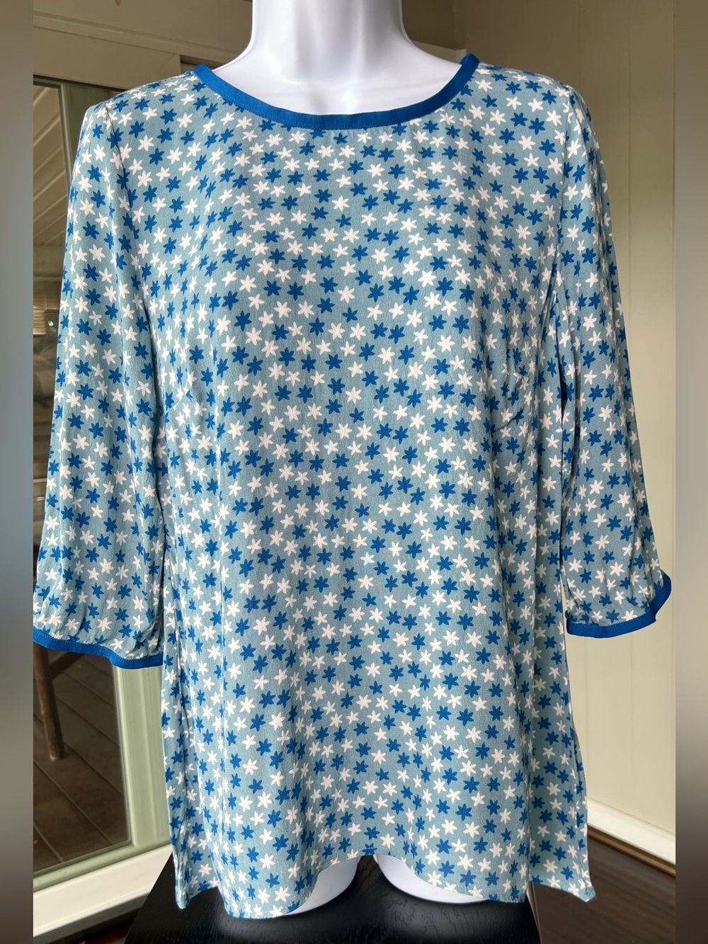 Boden Tunic Top Heritage Scattered Stars Pattern Blue White US 6 ~ UK 10
